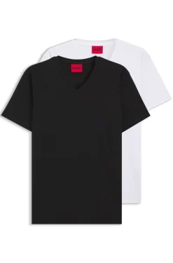 Two-pack of V-neck T-shirts in stretch cotton