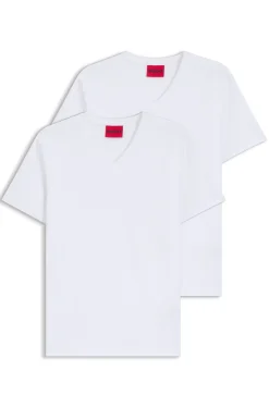 Two-pack of V-neck T-shirts in stretch cotton