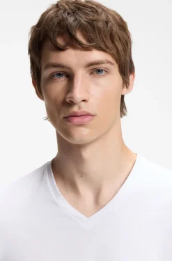 Two-pack of V-neck T-shirts in stretch cotton