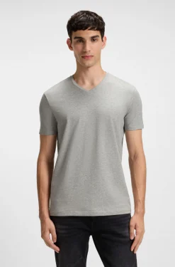 Two-pack of V-neck T-shirts in stretch cotton