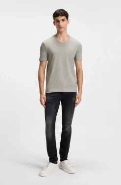 Two-pack of V-neck T-shirts in stretch cotton