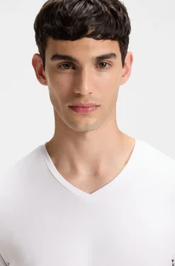 Two-pack of V-neck T-shirts in stretch cotton