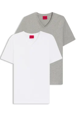 Two-pack of V-neck T-shirts in stretch cotton