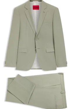Two-piece extra-slim-fit suit in wool-blend poplin