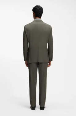 Two-piece regular-fit suit in melange stretch wool