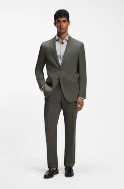 Two-piece regular-fit suit in melange stretch wool