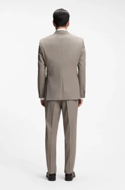 Two-piece regular-fit suit in melange stretch wool