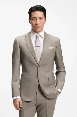 Two-piece regular-fit suit in melange stretch wool