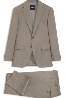 Two-piece regular-fit suit in melange stretch wool