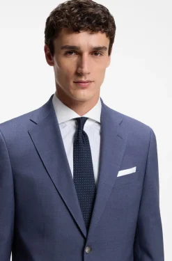 Two-piece regular-fit suit in melange stretch wool