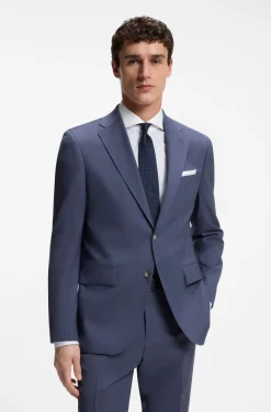 Two-piece regular-fit suit in melange stretch wool