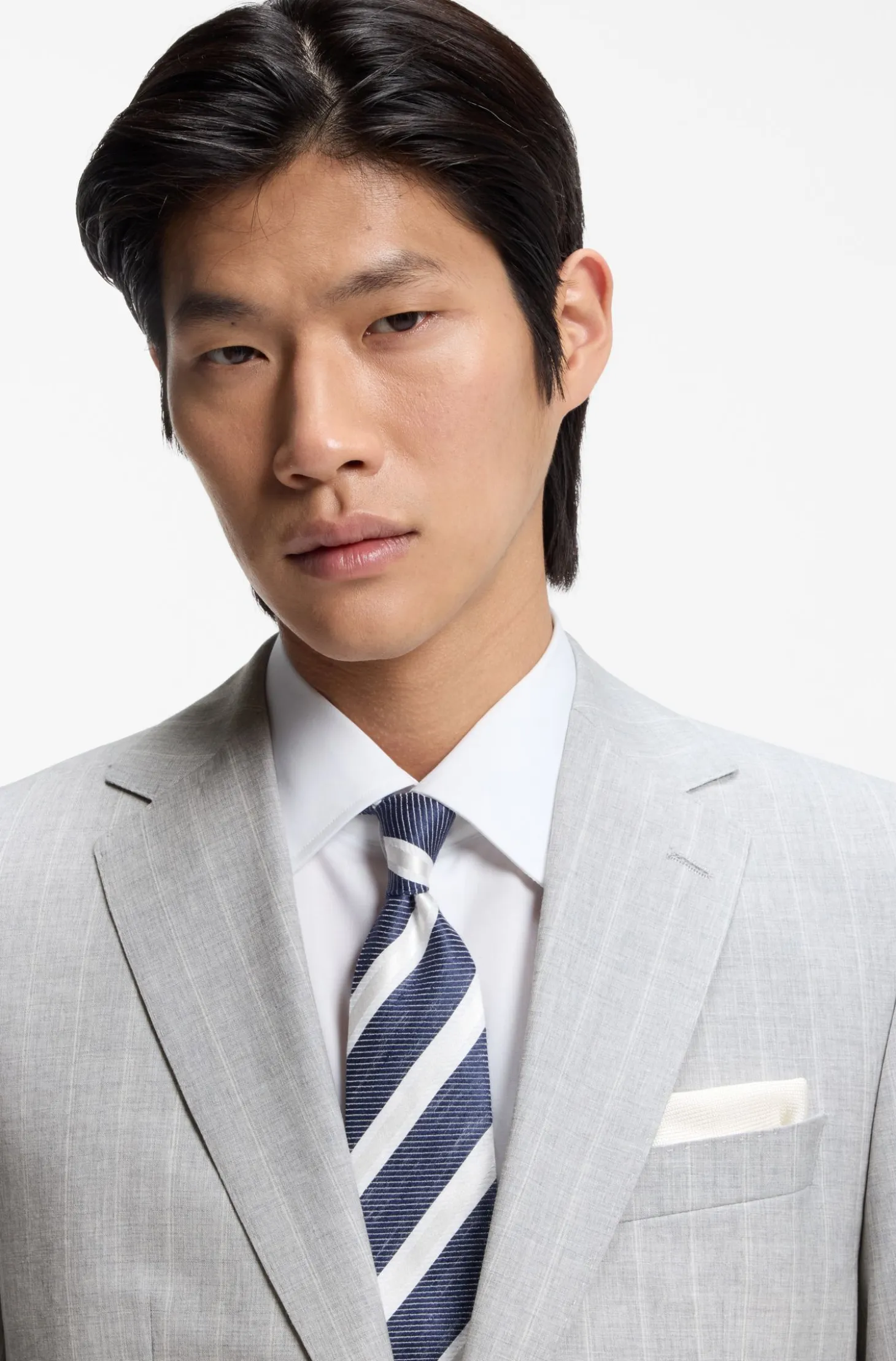 Two-piece regular-fit suit in striped virgin wool