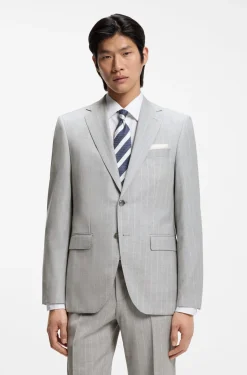 Two-piece regular-fit suit in striped virgin wool