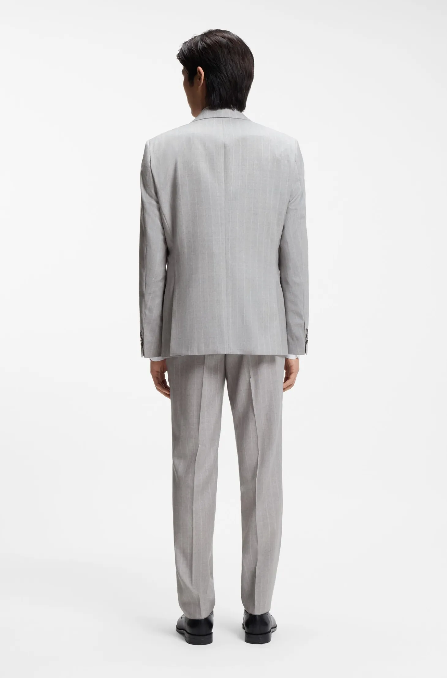 Two-piece regular-fit suit in striped virgin wool
