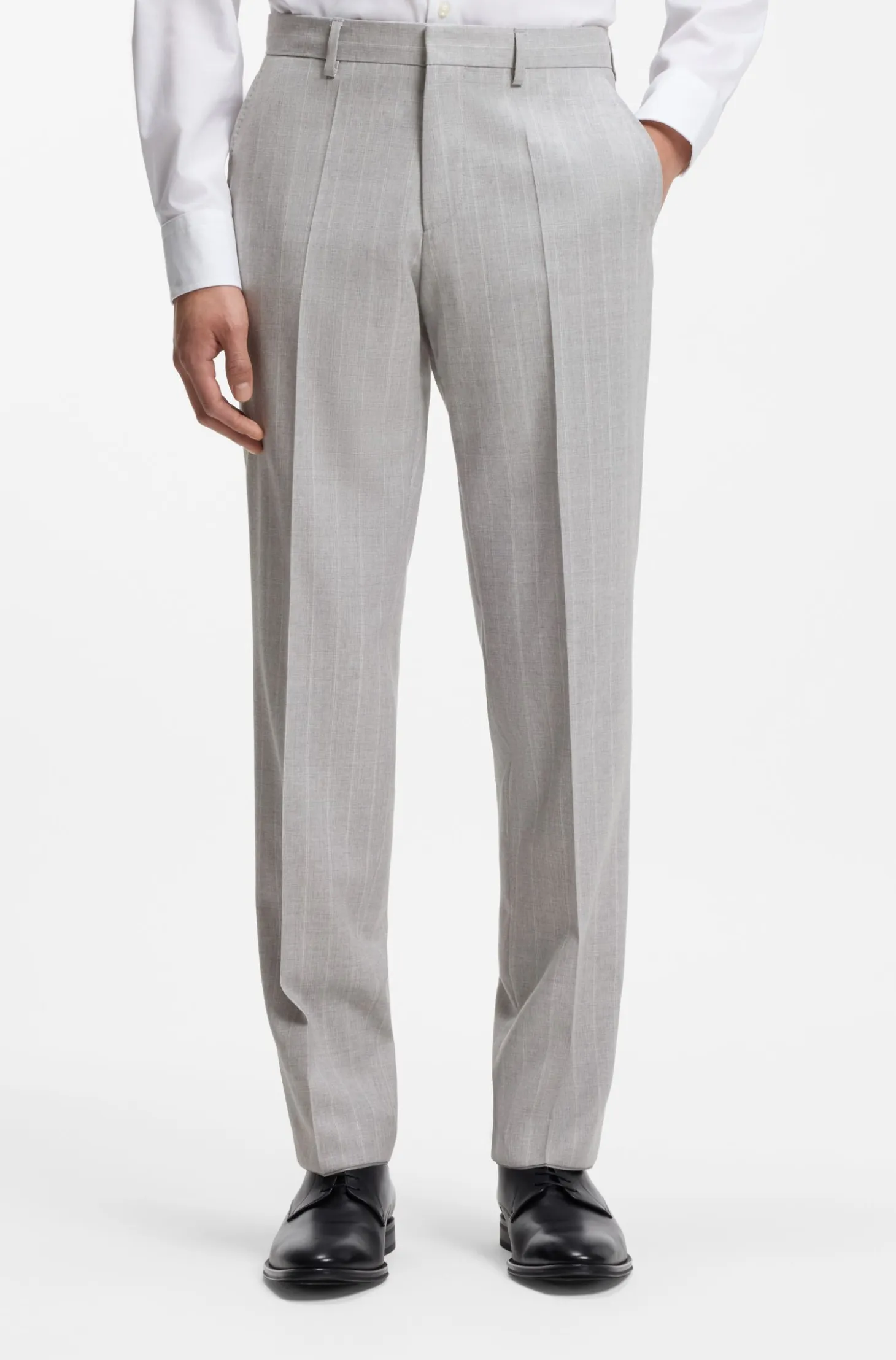 Two-piece regular-fit suit in striped virgin wool