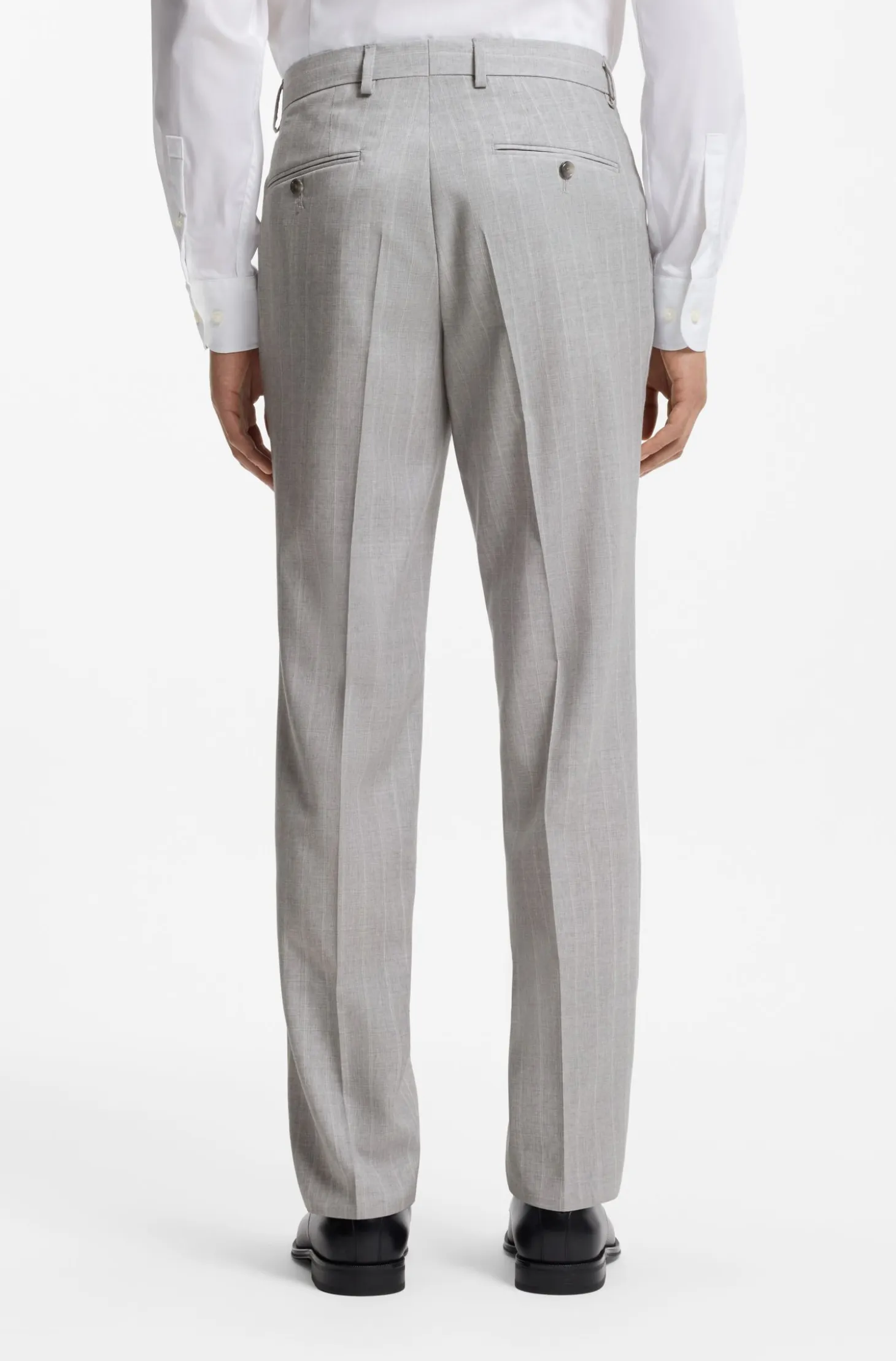 Two-piece regular-fit suit in striped virgin wool
