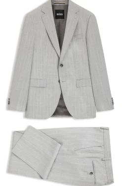 Two-piece regular-fit suit in striped virgin wool