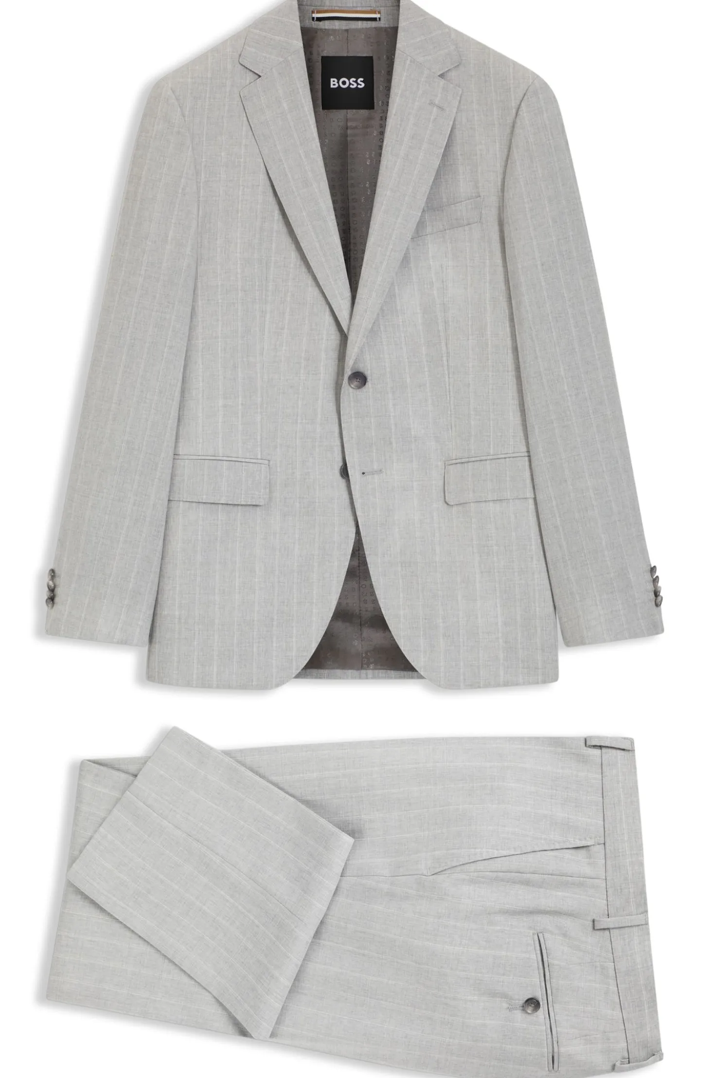 Two-piece regular-fit suit in striped virgin wool