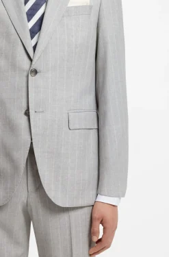 Two-piece regular-fit suit in striped virgin wool