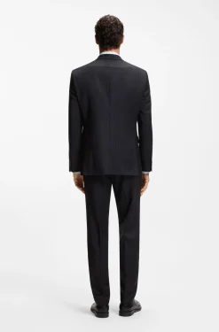 Two-piece regular-fit suit in striped virgin wool
