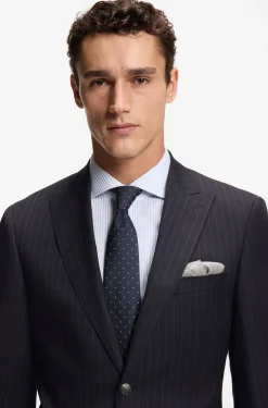 Two-piece regular-fit suit in striped virgin wool
