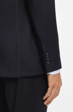 Two-piece regular-fit suit in striped virgin wool