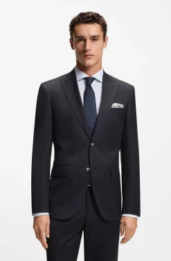 Two-piece regular-fit suit in striped virgin wool