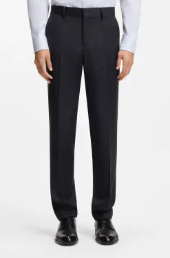 Two-piece regular-fit suit in striped virgin wool
