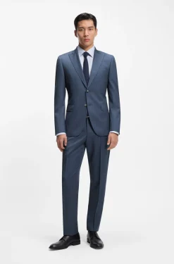 Two-piece regular-fit suit in striped virgin wool