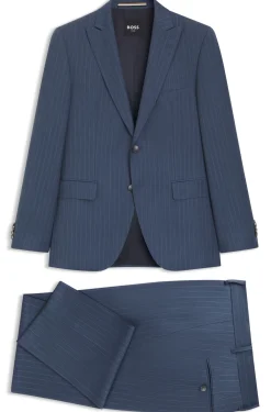 Two-piece regular-fit suit in striped virgin wool