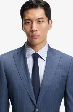 Two-piece regular-fit suit in striped virgin wool