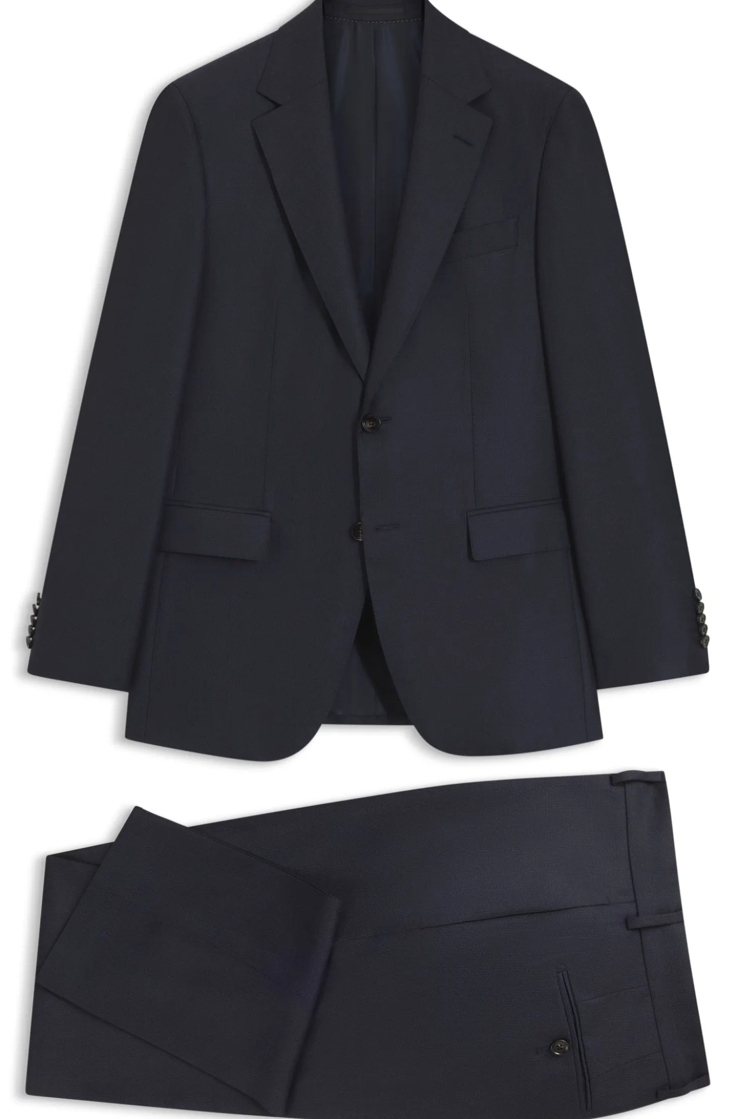 Two-piece regular-fit suit in virgin wool and silk