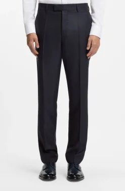Two-piece regular-fit suit in virgin wool and silk