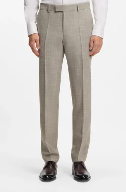 Two-piece slim-fit suit in a patterned wool-silk blend