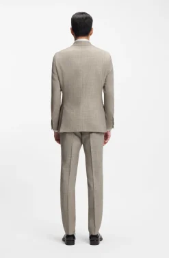 Two-piece slim-fit suit in a patterned wool-silk blend
