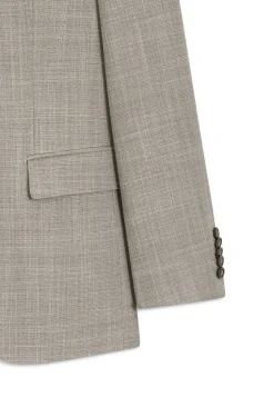 Two-piece slim-fit suit in a patterned wool-silk blend