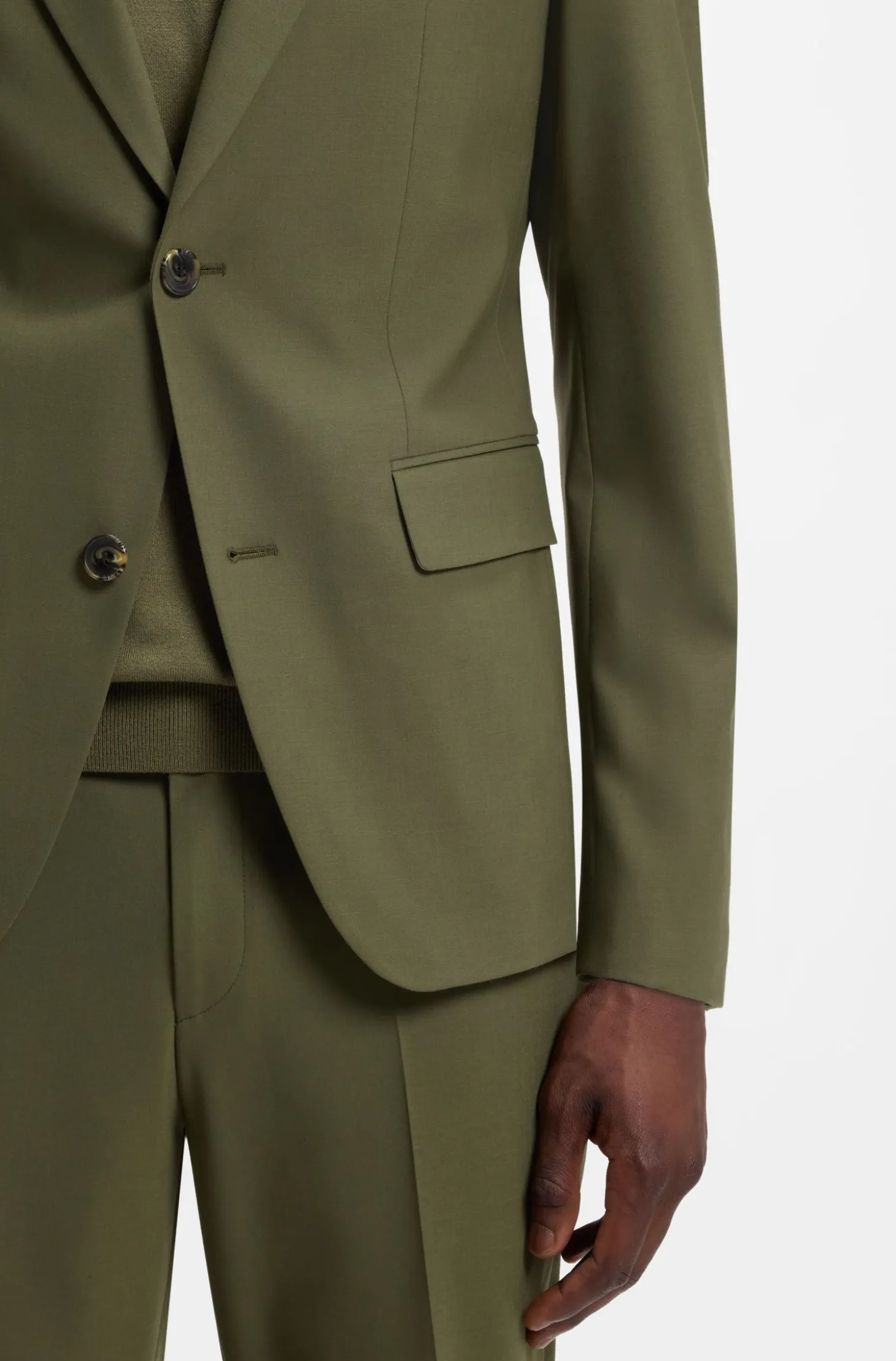 Two-piece slim-fit suit in a stretch wool blend