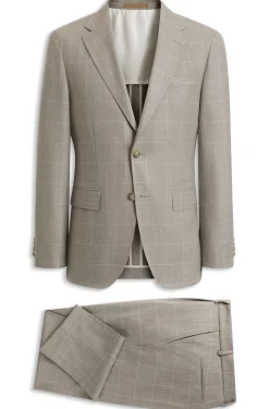 Two-piece slim-fit suit in checked Italian wool