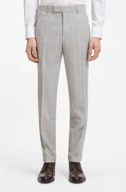 Two-piece slim-fit suit in cotton and virgin wool