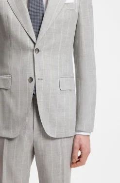 Two-piece slim-fit suit in cotton and virgin wool