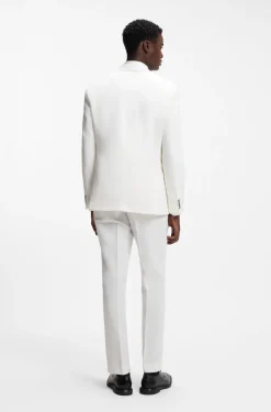 Two-piece slim-fit suit in cotton and linen