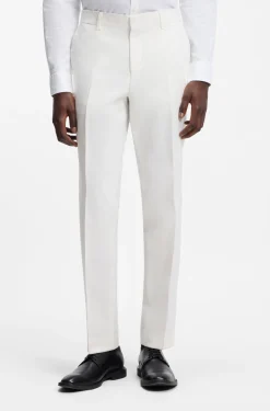 Two-piece slim-fit suit in cotton and linen