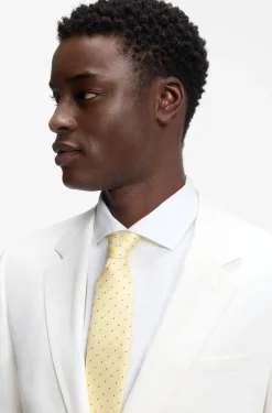 Two-piece slim-fit suit in cotton and linen