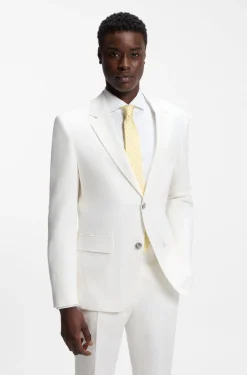 Two-piece slim-fit suit in cotton and linen