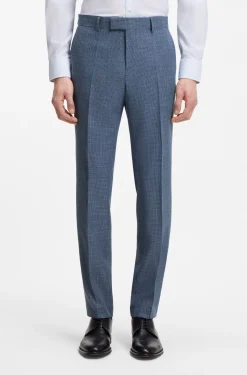 Two-piece slim-fit suit in cotton and virgin wool