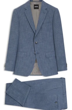 Two-piece slim-fit suit in cotton and virgin wool