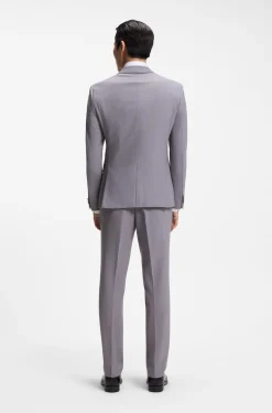 Two-piece slim-fit suit in micro-patterned fabric
