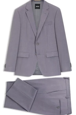 Two-piece slim-fit suit in micro-patterned fabric