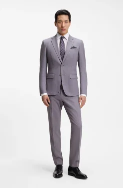 Two-piece slim-fit suit in micro-patterned fabric