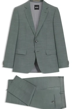 Two-piece slim-fit suit in micro-patterned stretch cloth